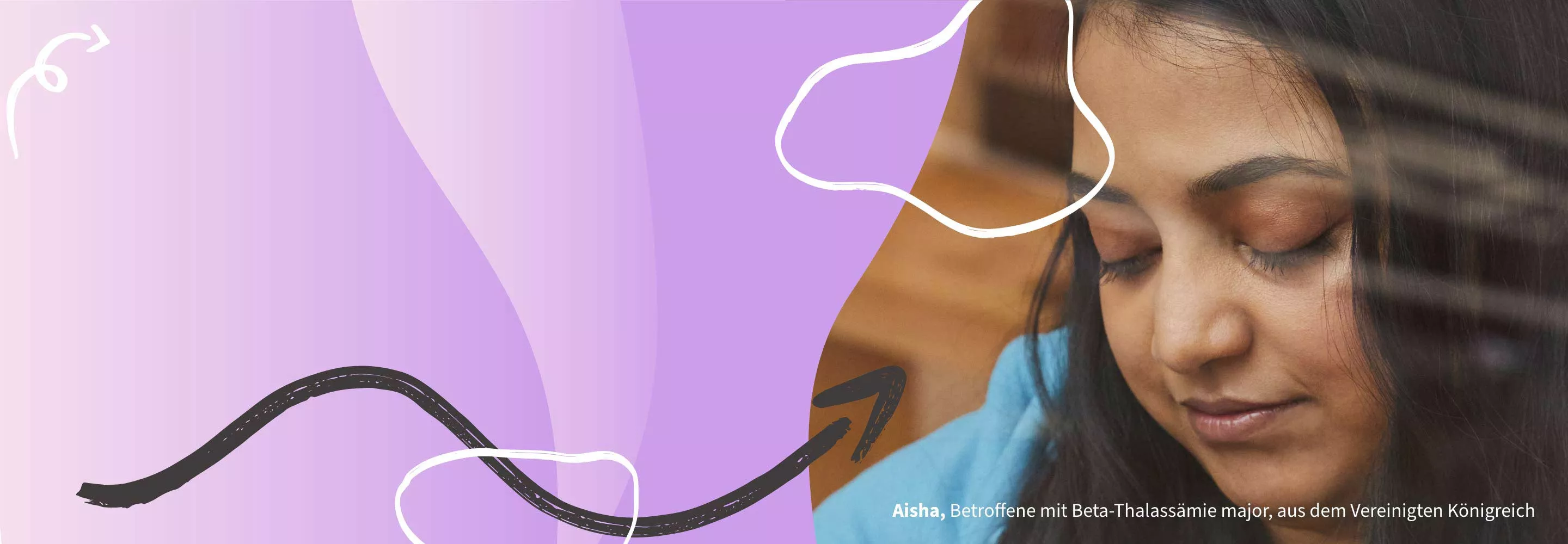 Aisha, Betroffene mit Beta-Thalassämie major, blickt nach unten